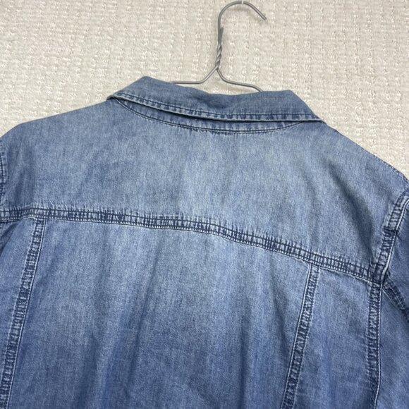 Blue Crush Lumberjack Camp Denim Snap Button Up Shirt Wom Sz XL Western Cowboy - Picture 11 of 11